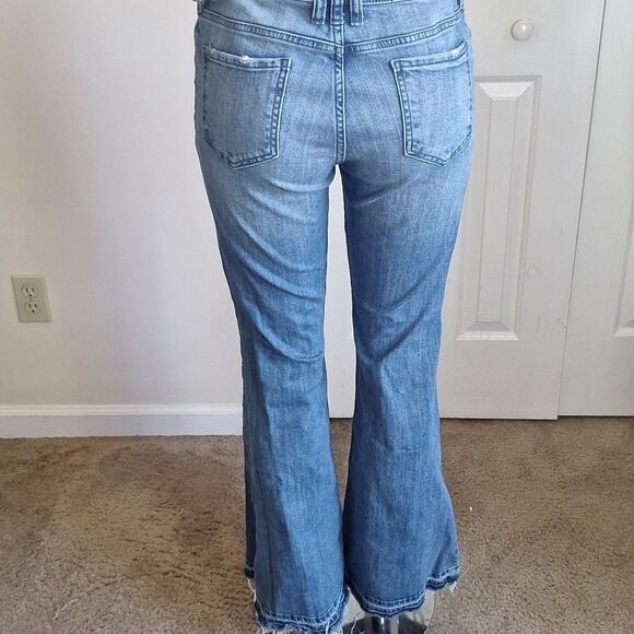 Kut From The Kloth Retro Flared Bell Jeans Blue Distressed Y2k Denim, Size 10 - Picture 4 of 8